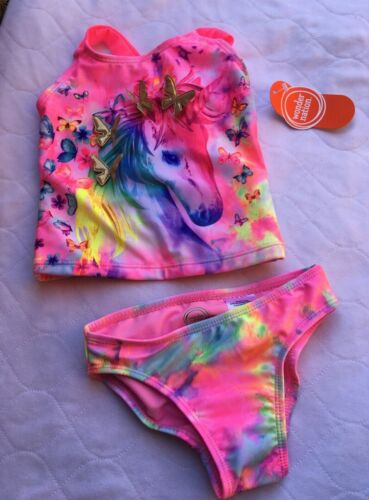 New Wonder Nation Unicorn Tankini Bikini Set 2 pièces nombreuses tailles UPF 50+ - Photo 1/4