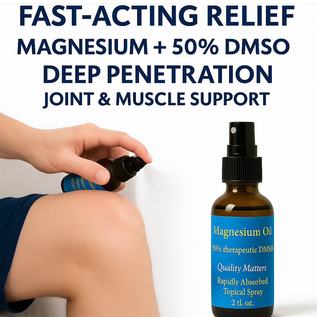 Magnesium Oil + 50% DMSO Spray 2 oz | Instant Knee Pain Relief | Free Shipping