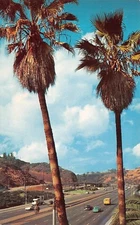 Entrance To Cahuenga Pass Hollywood Freeway Hollywood,CA Vtg Chrome Postcard 