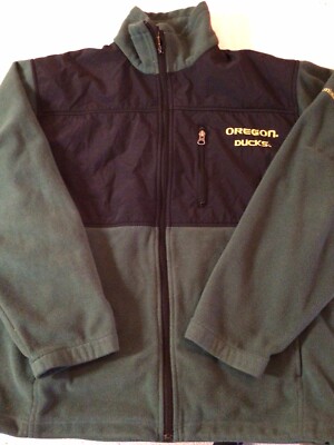 Columbia Oregon Ducks Mens Sz Medium Green Full ZIP Fleece Jacket  Vintage