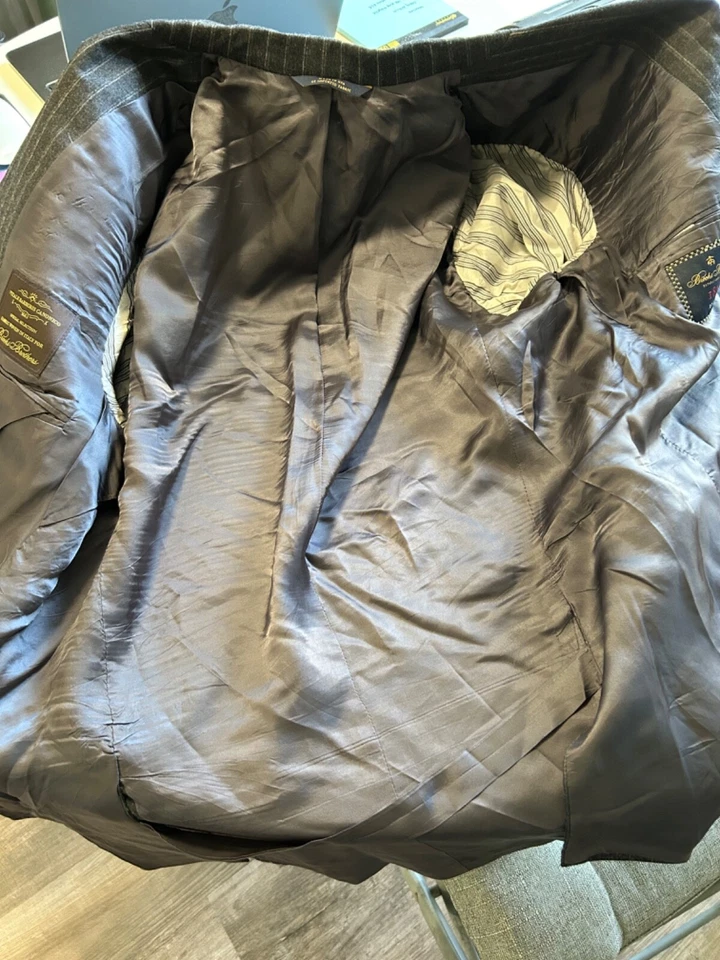 Traje de tres piezas Brooks Brothers 1818 Regent gris oscuro rayas lana italiana 45R Foto 4 de 4