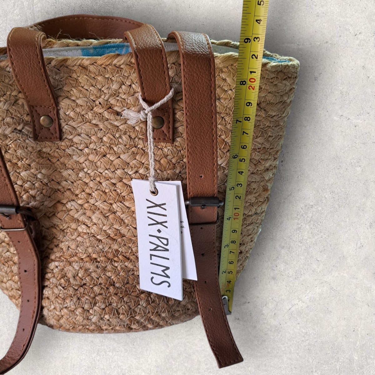 XIX Palms Jute Bag Purse Boho Convertible Backpack Rattan 