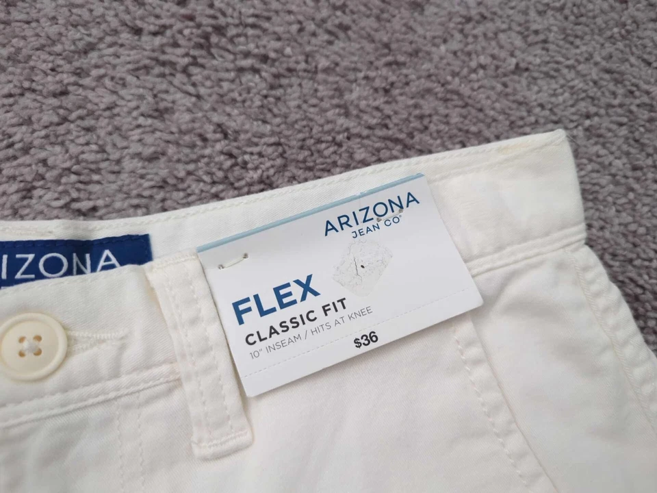 Pantalones Cortos Arizona Jean Co Para Hombre 29 Marfil Entrepierna: 10" Flex Ajuste Clásico Elastizados Nuevos con Etiquetas Foto 3 de 4
