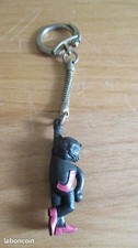 Porte clé vintage figurine chat noir pantoufles Jéva