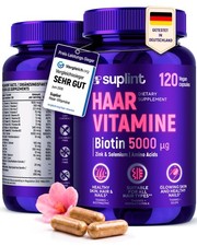 Haar Vitamine – Biotin 5000 µg für Haarwachstum – 120 120 Kapseln, Beige
