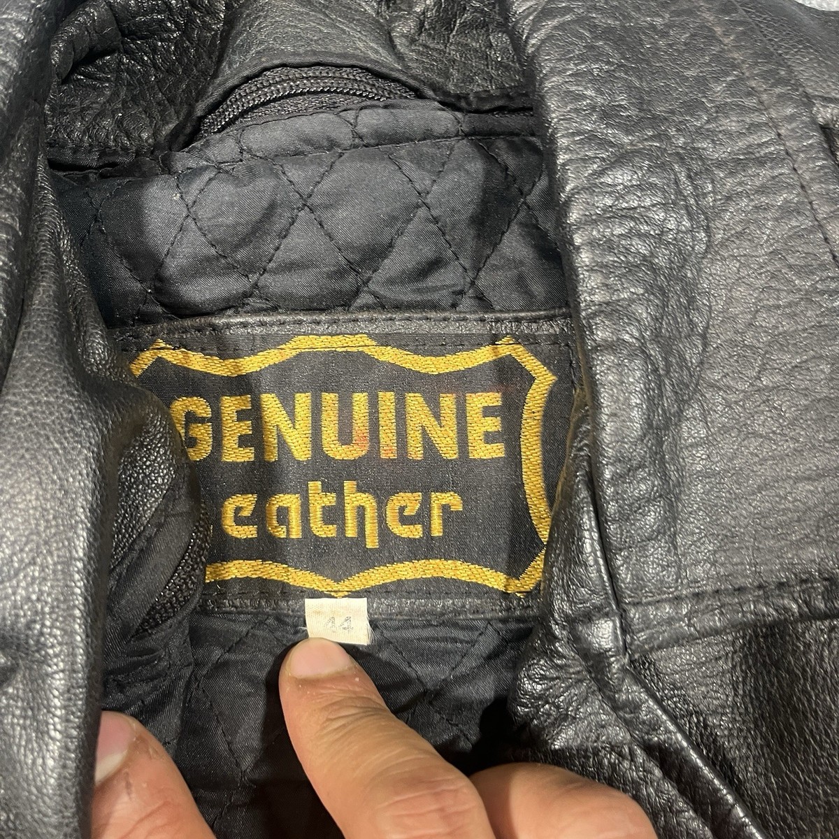 VTG Genuine Leather Motorcycle Jacket Mens 44 Biker Lined Punk