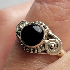Black Onyx Ornate 925 Sterling Silver Ring Size 7.5