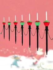 7 Pack Enchanting Christmas Pathway Lights, Whimsical Peppermint Candy Cane Bubb