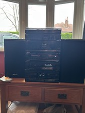 TECHNICS HIFI SYSTEM-CABINET-TURNTABLE-RADIO-TWIN CASSETTE-CD PLAYER&2 SPEAKERS!