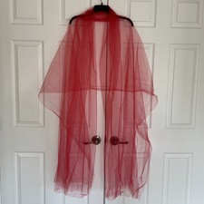 Stunning Red Sheer Soft Tulle Shawl Wrap