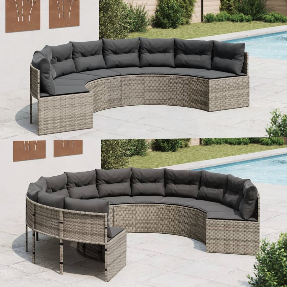 Gartenmöbel Lounge Set mit Kissen Sofa Sitzgruppe Gartensofa Poly Rattan