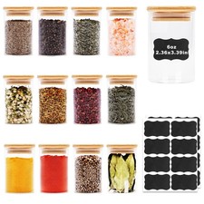 6oz Glass Food Storage Jars, Glass Jars with Bamboo Lids, Kitchen Storage Jar...