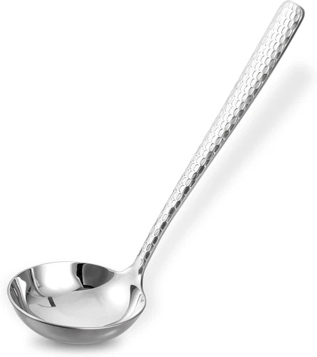 Premium 7.3" Hammered Gravy Ladle, 304 Stainless Steel Gravy Soup Spoon, Cooking - Picture 1 of 12