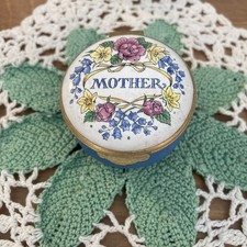 Crummles Enamel Mother Box- Vintage Crummles & Co. Floral ?Mother? Trinket Box