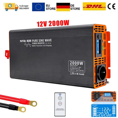 DATOUBOSS 12V 2000W 4000W Reiner Sinus Wechselrichter 230V Spannungswandler Inverter