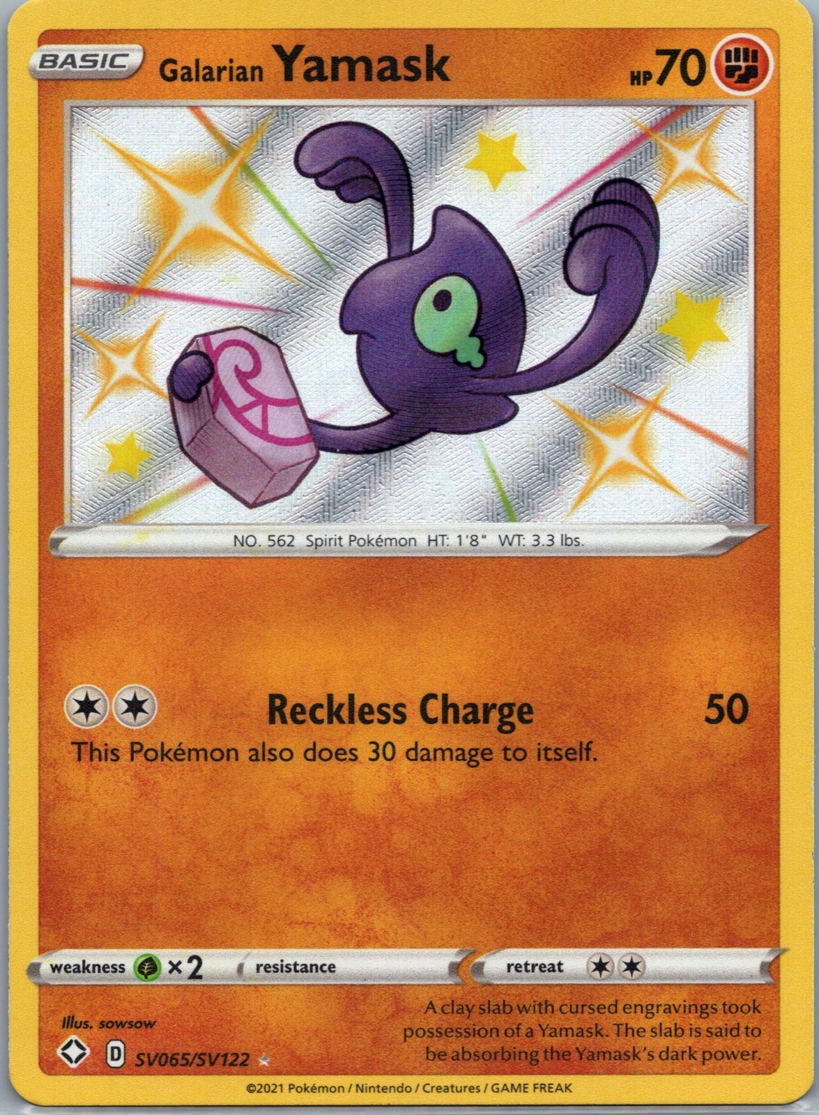 2021 Pokémon Galarian Yamask SV065/SV122 Shiny Vault Holo Shining Fates
