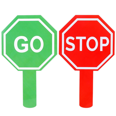 Stop and Go Sign with Handle, Double Sided Street Slow Warning