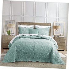 Oversized King Bedspread 138x122 Extra Wide Alaskan King 138"x122" 1-aqua Sky