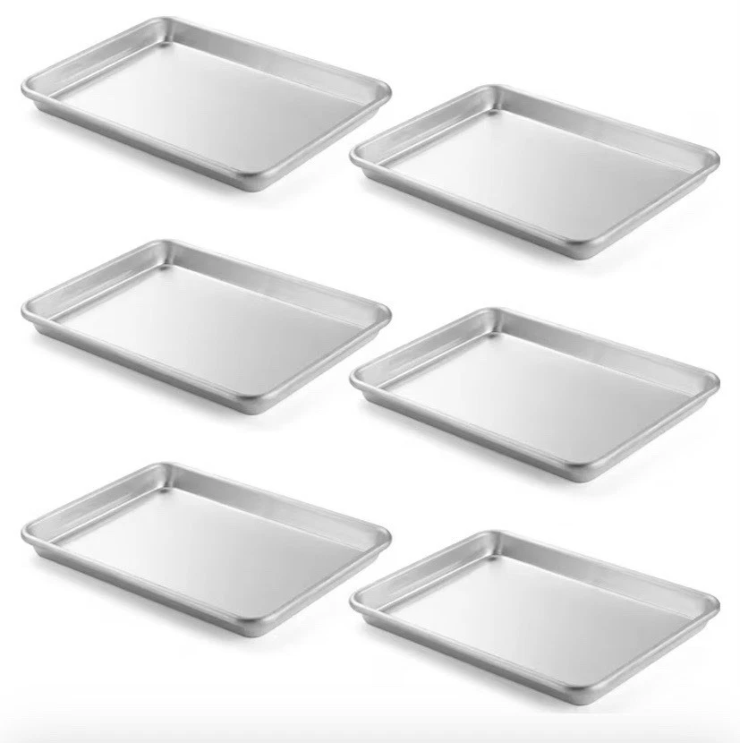 CURTA 6 Pack Aluminum Sheet Pan, NSF Listed 1/4 Quarter Size 13 x 10 inch