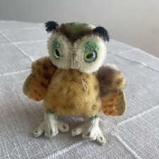 Vintage Steiff Germany Miniature 4" Mohair "Wittie" Owl 50's 60's