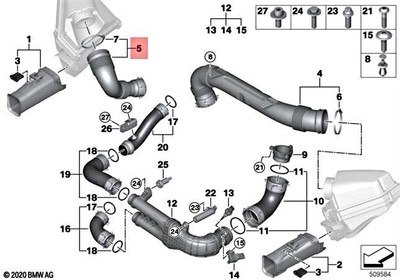 Genuine BMW M3 G80 G82 G83 FILTERED AIR PIPE CYL. 4-6 13718095812 