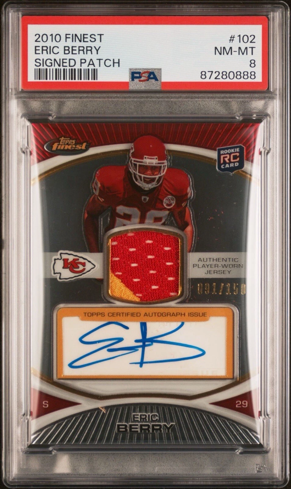 Eric Berry Finest #102 Signed Patch