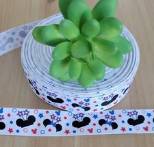 7/8 Inch (1 YD) Mickey Mouse Grosgrain Ribbon 4th of July Disney Patriotic USA