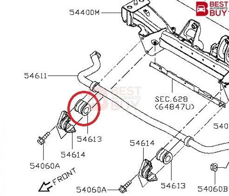 Barra estabilizadora de suspensión delantera Bush para Nissan Urvan Caravan E26 Nv350 Foto 2 de 3