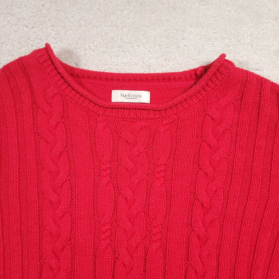 Suéter Van Heusen tejido con cable para mujer XL rojo manga larga Foto 3 de 4