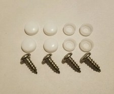 4 License Plate Security Screw Cap Covers With Stainless Screws Smooth White 4 License Plate Security Screw Cap Covers With Stainless Screws Smooth White