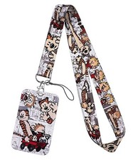 Calvin and Hobbes Comic Characters Keychain Lanyard with ID Holder