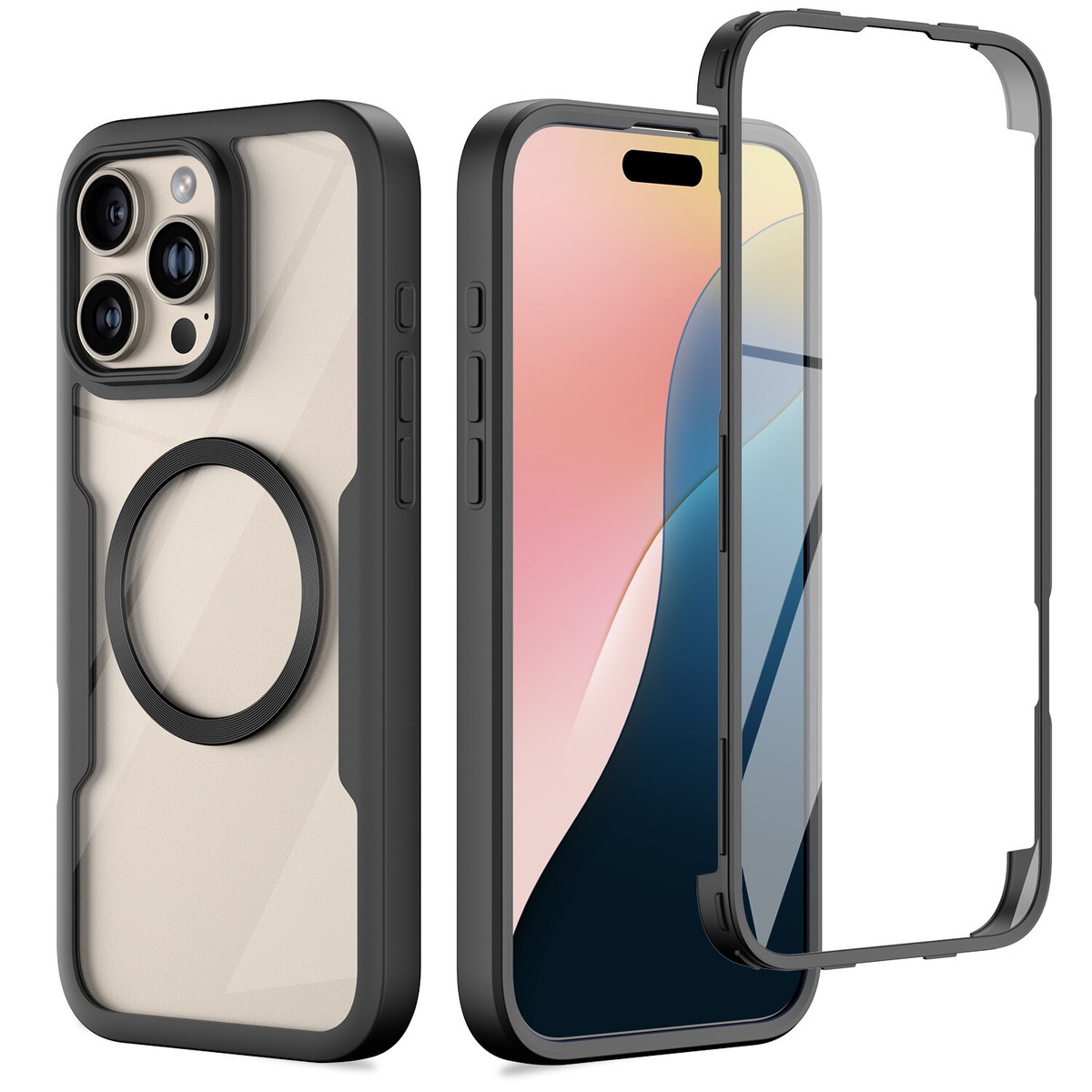 For iPhone 16 Pro Max Plus Full Case Shockproof Built-in Screen Protector  Cover