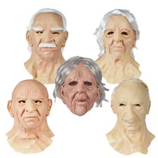 Masquerade Rave Party Latex Mask Elder Headgear Halloween Cosplay