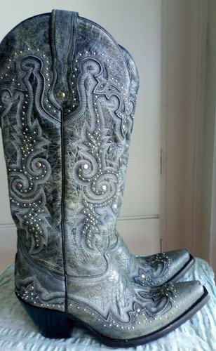 Corral 395 $ Grey g1030 Leather studded vaquero botas vaqueras eu39,  5,us8,uk6.5 | eBay