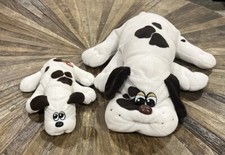 Vintage 1985 Tonka Pound Puppy Lot- White Hound Dog W/ Brown Spots Large  Small