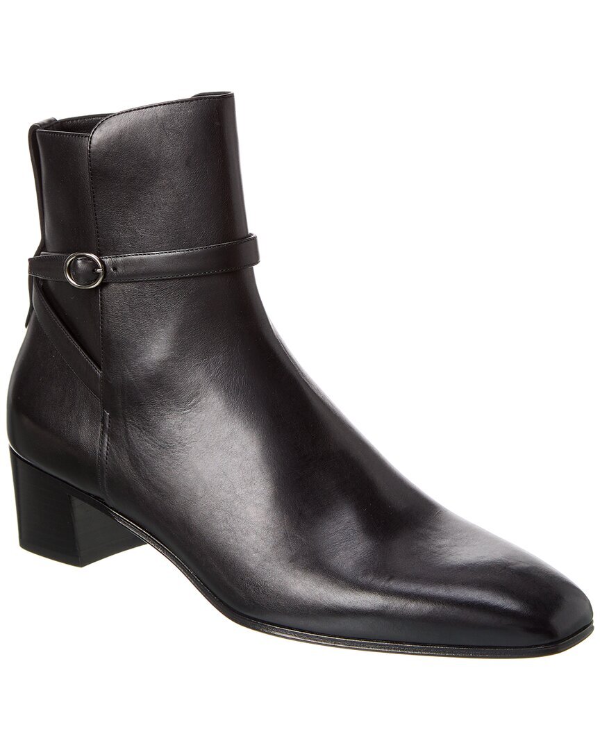 Кожаные ботильоны Saint Laurent Teddy Jodhpur женские черные 43 153490₽