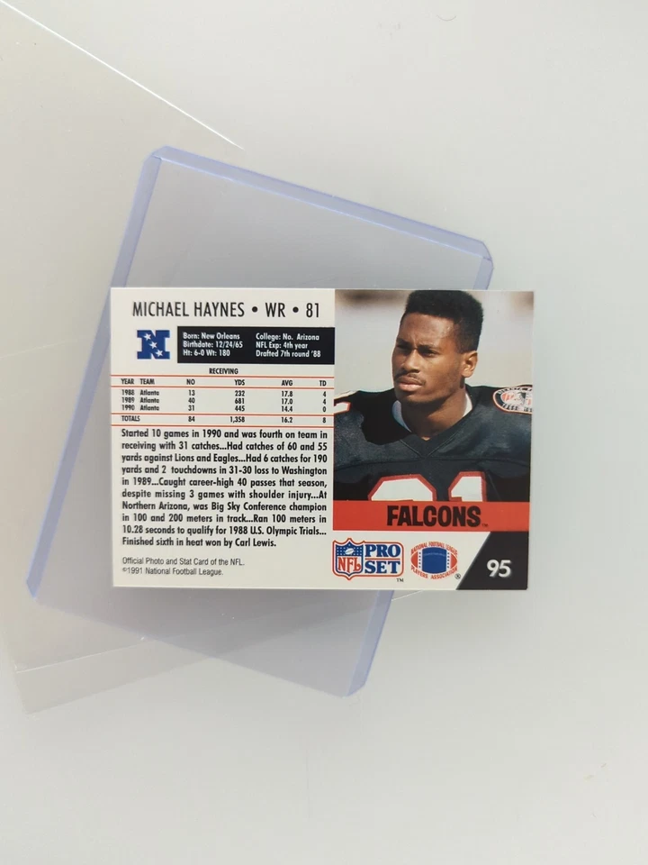1991 Pro Set Michael Haynes Atlanta Falcons #95 - Image 2 of 2