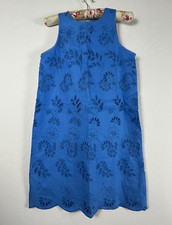 Ann Taylor Womens Mini Shift Dress Size 6 Blue Floral Eyelet Sleeveless Summer