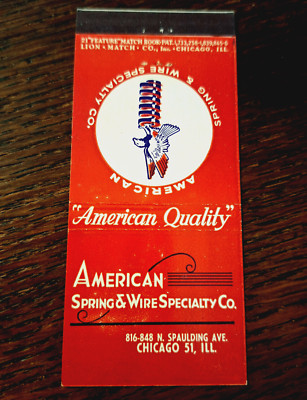 American Spring Vintage Matchbook: American Spring & Wire Specialty Co, Chicago, IL | eBay