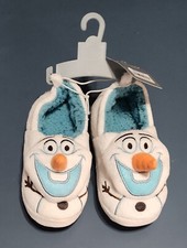 DISNEY STORE FROZEN PLUSH DELUXE OLAF FACE SLIPPERS SIZE 11/12 2014 NWT RARE