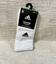 NWT White Adidas Soccer Metro Sock Arch Ankle Compression Over Calf Fit Size M