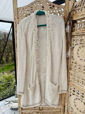 Tolle Lurex Nice Conection Strickjacke Gr 38-40   beige