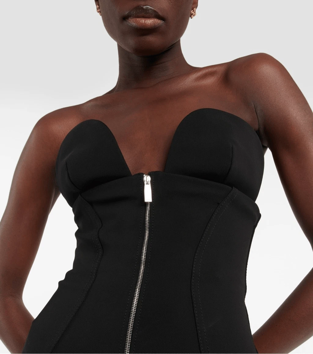 OFF WHITE Abito midi senza spalline bianco sporco