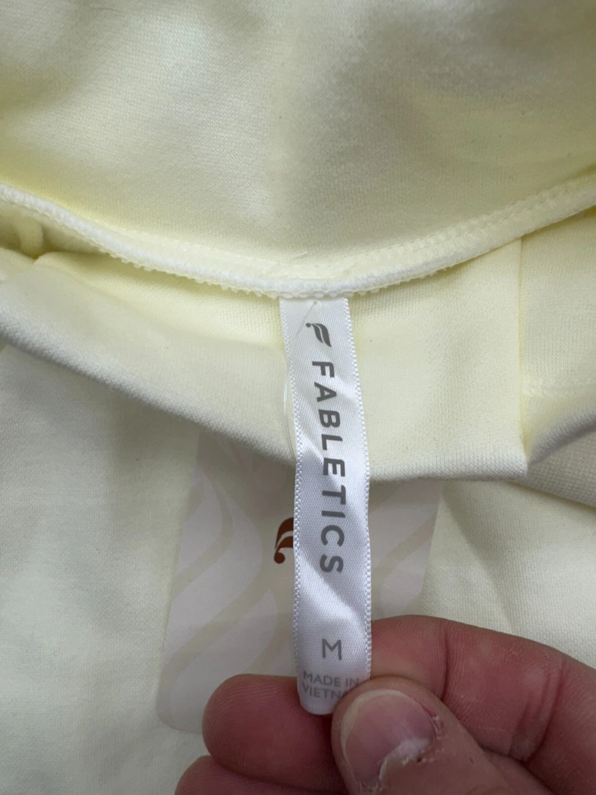 OFF WHITE Felpa con cappuccio pullover sportivo Fabletics avorio Zaylee collo imbuto tunica donna taglia M