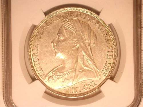 Great Britain 1895 crown, old world sterling silver coin NGC AU55 #2527