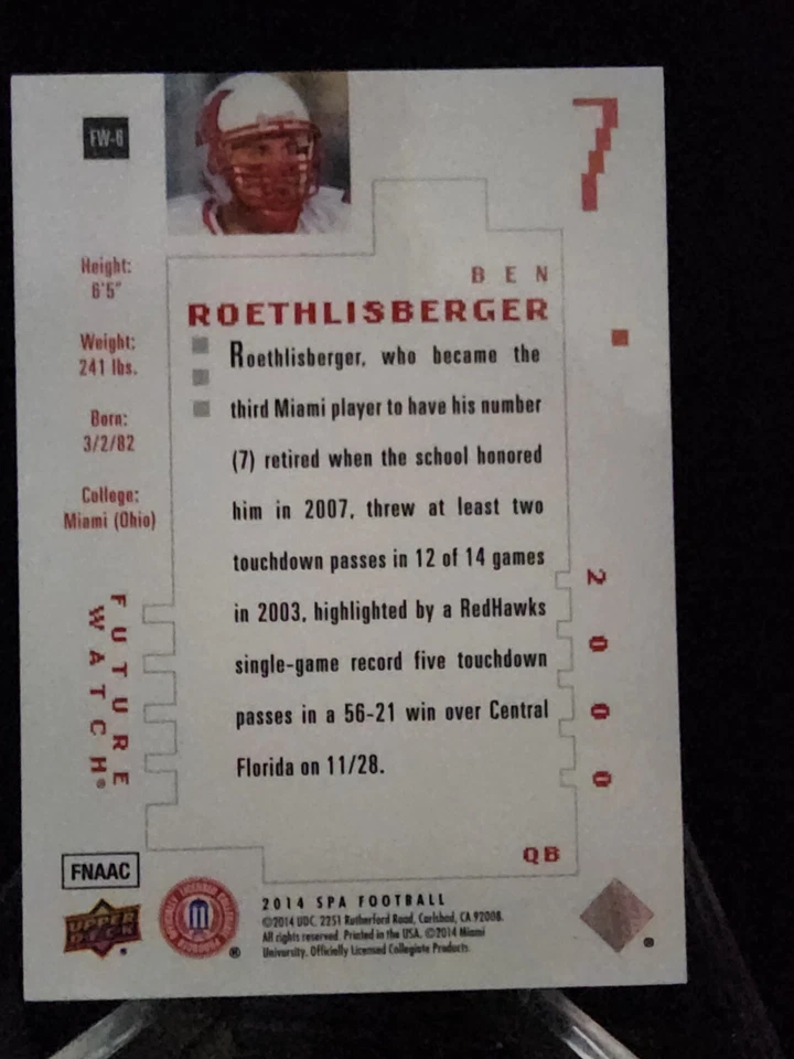 BEN ROETHLISBERGER 2014 UD SP AUTHENTIC #FE-6 PITTSBURGH STEELERS #785/999 - Image 2 of 2