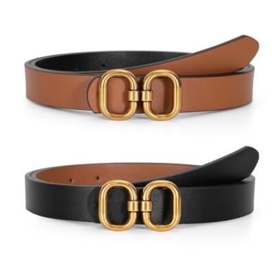 Reversible Leather Belt for Women with Gold Buckle Ladies  display picture 1