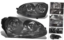 Smoke Lens Headlights Pair Replacement for 05-10 VW Golf GTI Jetta Rabbit