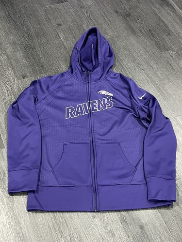 Nike Therma-Fit Baltimore Ravens Women’s Purple Full Zip Hooded Jacket Sz XL