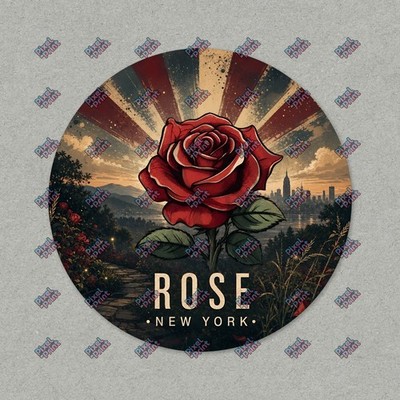 Red Garden Rose Shield New York Theme Sticker #S42